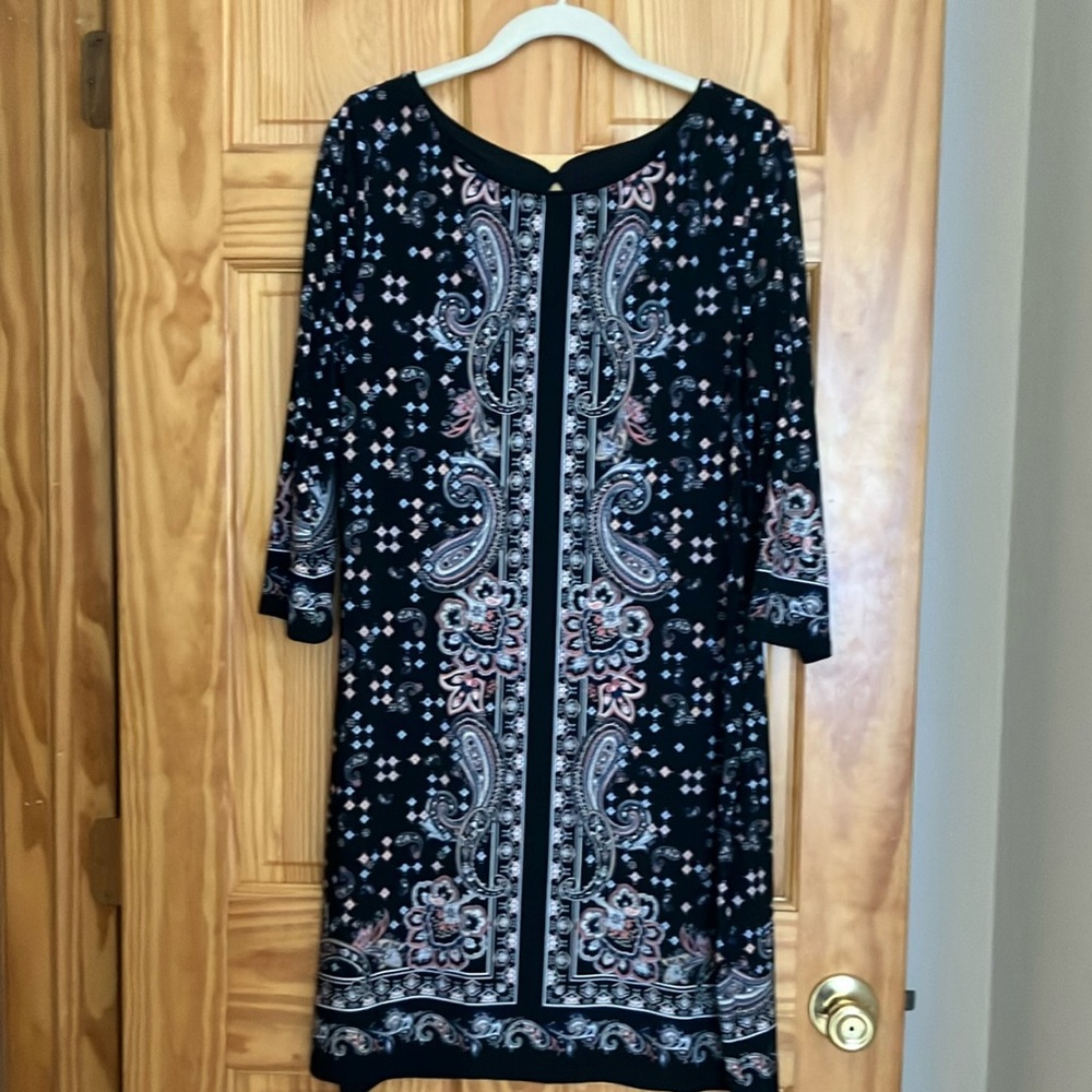 White House Black Market Elegant Black Paisley Dress, size L